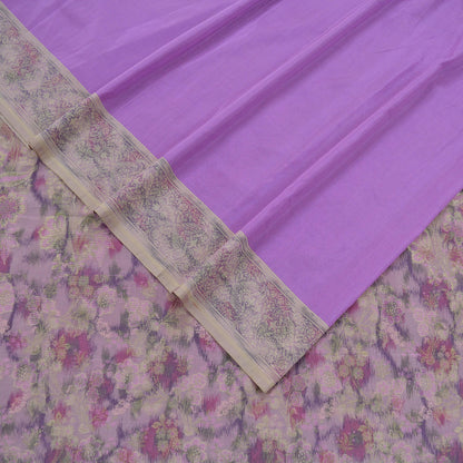 Indian Vintage Sari Purple 100% Pure Silk Hand Woven Sarees 6Yd Craft Fabric Ethnic Sewing Upcycle Dress Making For Crafting Quilting Used