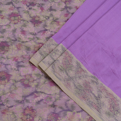 Indian Vintage Sari Purple 100% Pure Silk Hand Woven Sarees 6Yd Craft Fabric Ethnic Sewing Upcycle Dress Making For Crafting Quilting Used