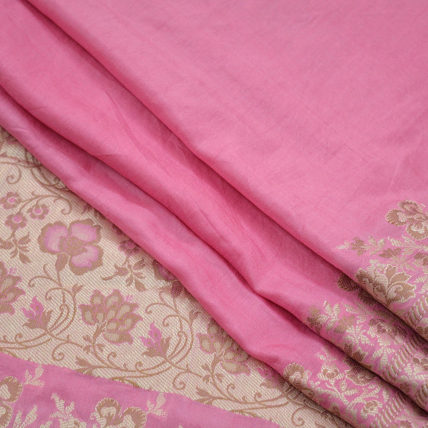 Indian Vintage Pink Sarees Pure Silk Hand Woven Sari Craft Fabric 5Yd Sewing Ethnic Dress making Upcycle Crafting Quilting Bollywood Sarees