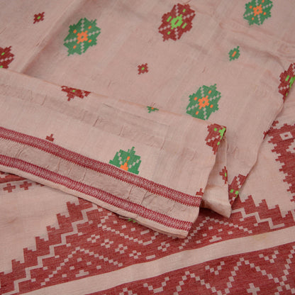 Indian Vintage Sari Peach 100% Pure Silk Hand Woven Sarees Craft Fabric 5Yd Ethnic Sewing Dress making Crafting Quilting Upcycle