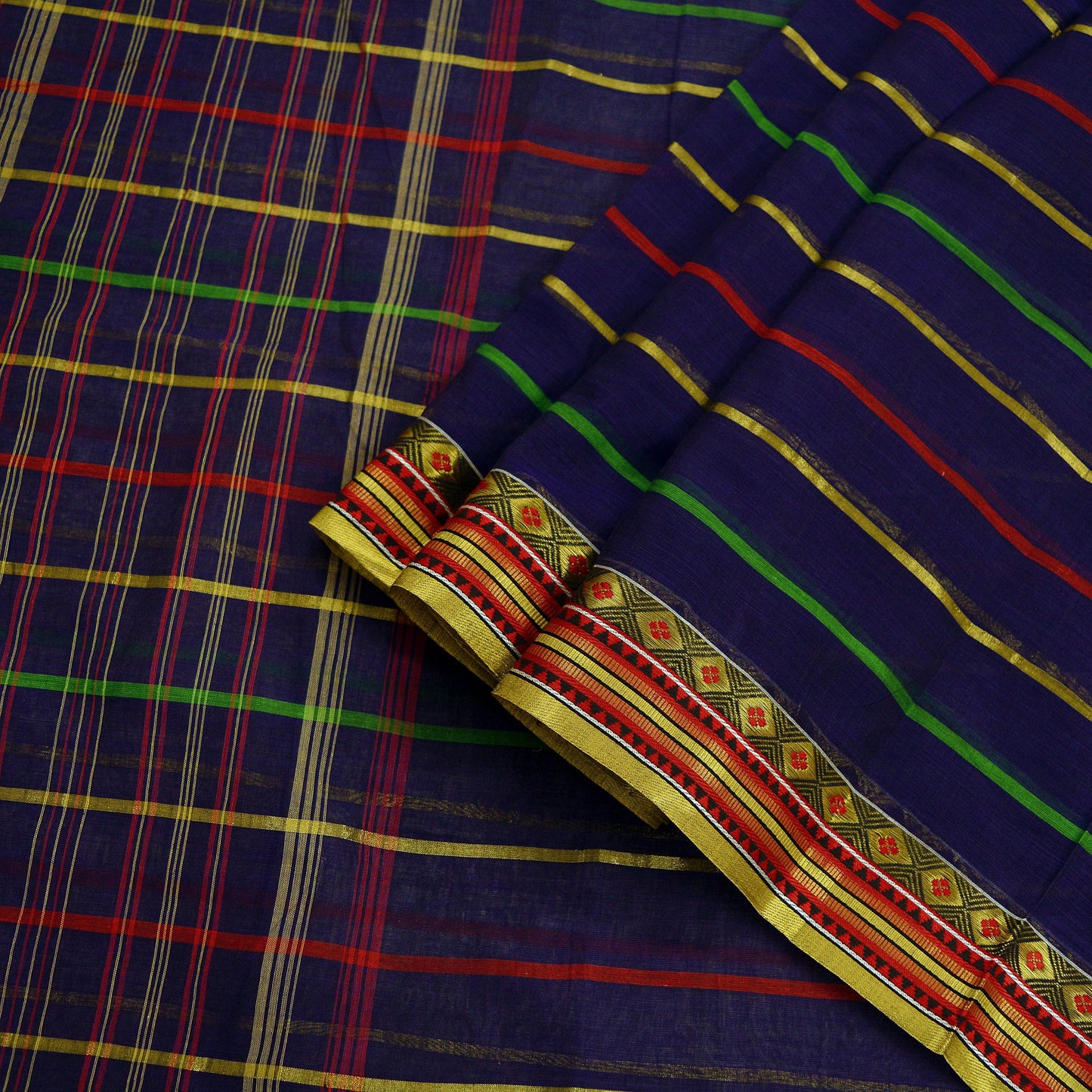 Indian Vintage Sari Blue Pure Cotton Hand Woven Sarees 5yd Craft Fabric Ethnic Soft Sewing Zari Dress making Quitting Crafting Upcycle