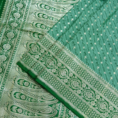 Indian Vintage Green Heavy Wedding Saree Pure Satin Silk Woven Banarasi Brocade Sari Craft Fabric Zari 5Yd Dress Making Crafting used