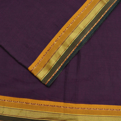 Indian Vintage Sari Purple & Black Blend Cotton Hand Woven Sarees Craft Fabric 5Yd Floral Soft Dress making Quilting Crafting Upcycle Zari