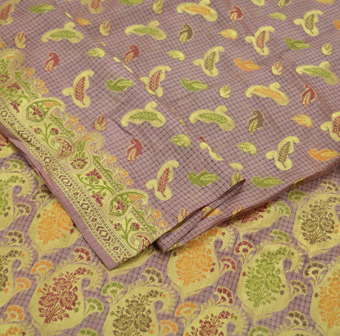 Indian Vintage Sari Brown Pure Tussar Silk Hand Woven Sarees Craft Fabric 5Yd Sewing Ethnic Dress making Zari Crafting Upcycle Quilting