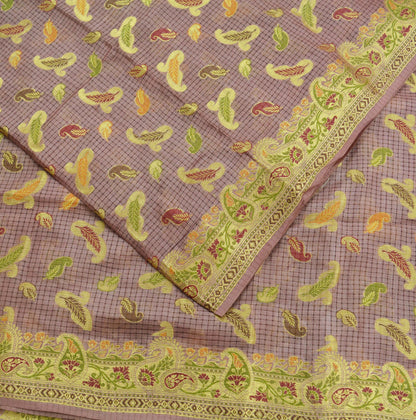 Indian Vintage Sari Brown Pure Tussar Silk Hand Woven Sarees Craft Fabric 5Yd Sewing Ethnic Dress making Zari Crafting Upcycle Quilting