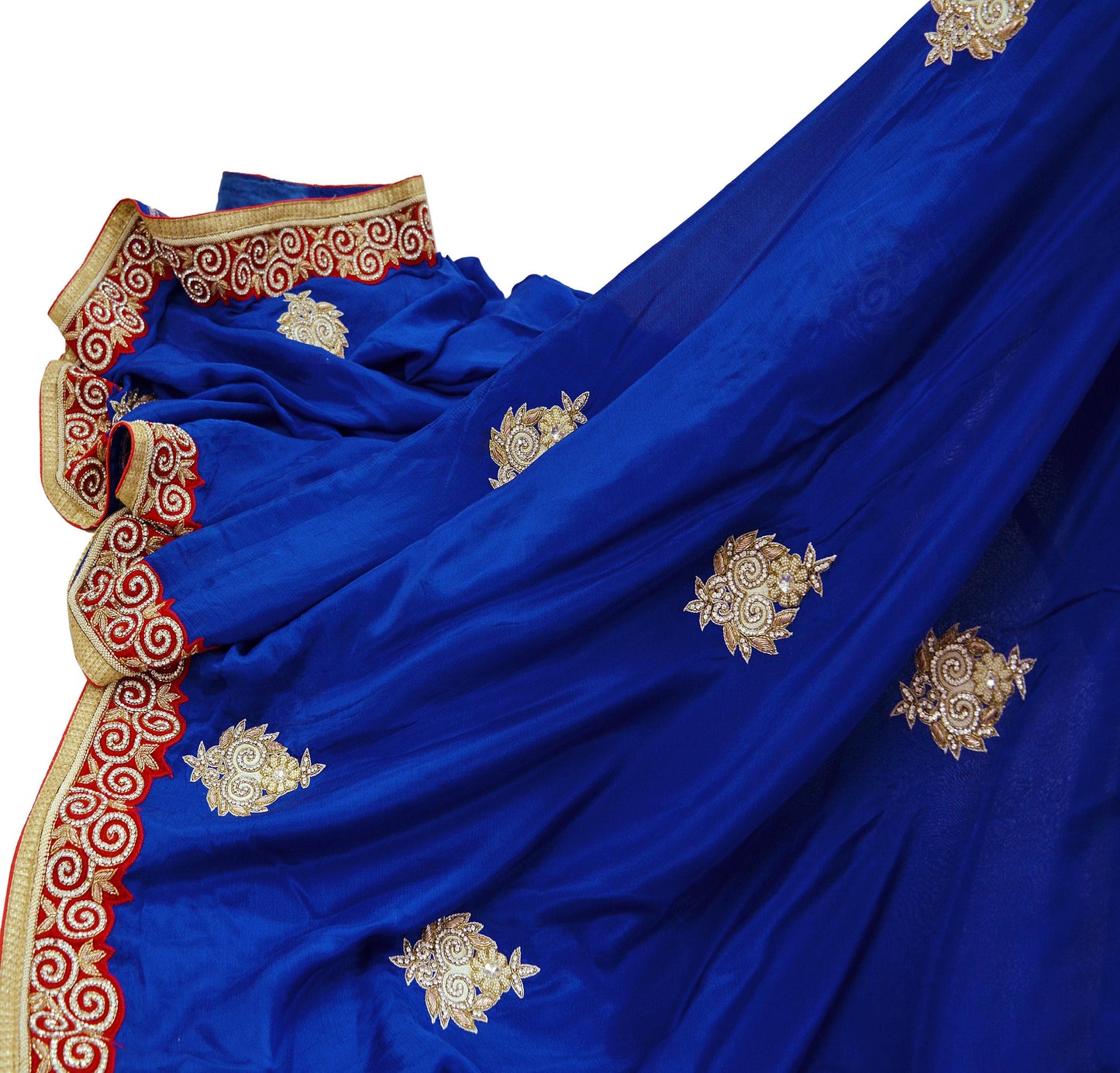 Indian Vintage Heavy Saree Royal Blue Self Woven Pure Silk Sari Fabric 5Yd Craft Fabric Ethnic Zari Border Wedding sarees Dress making