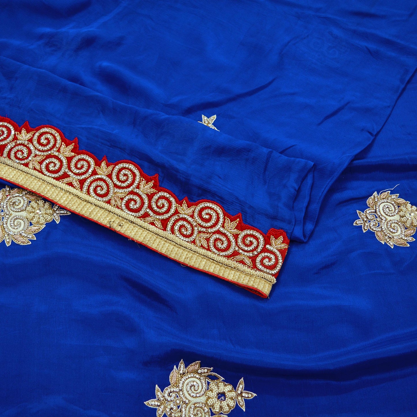 Indian Vintage Heavy Saree Royal Blue Self Woven Pure Silk Sari Fabric 5Yd Craft Fabric Ethnic Zari Border Wedding sarees Dress making