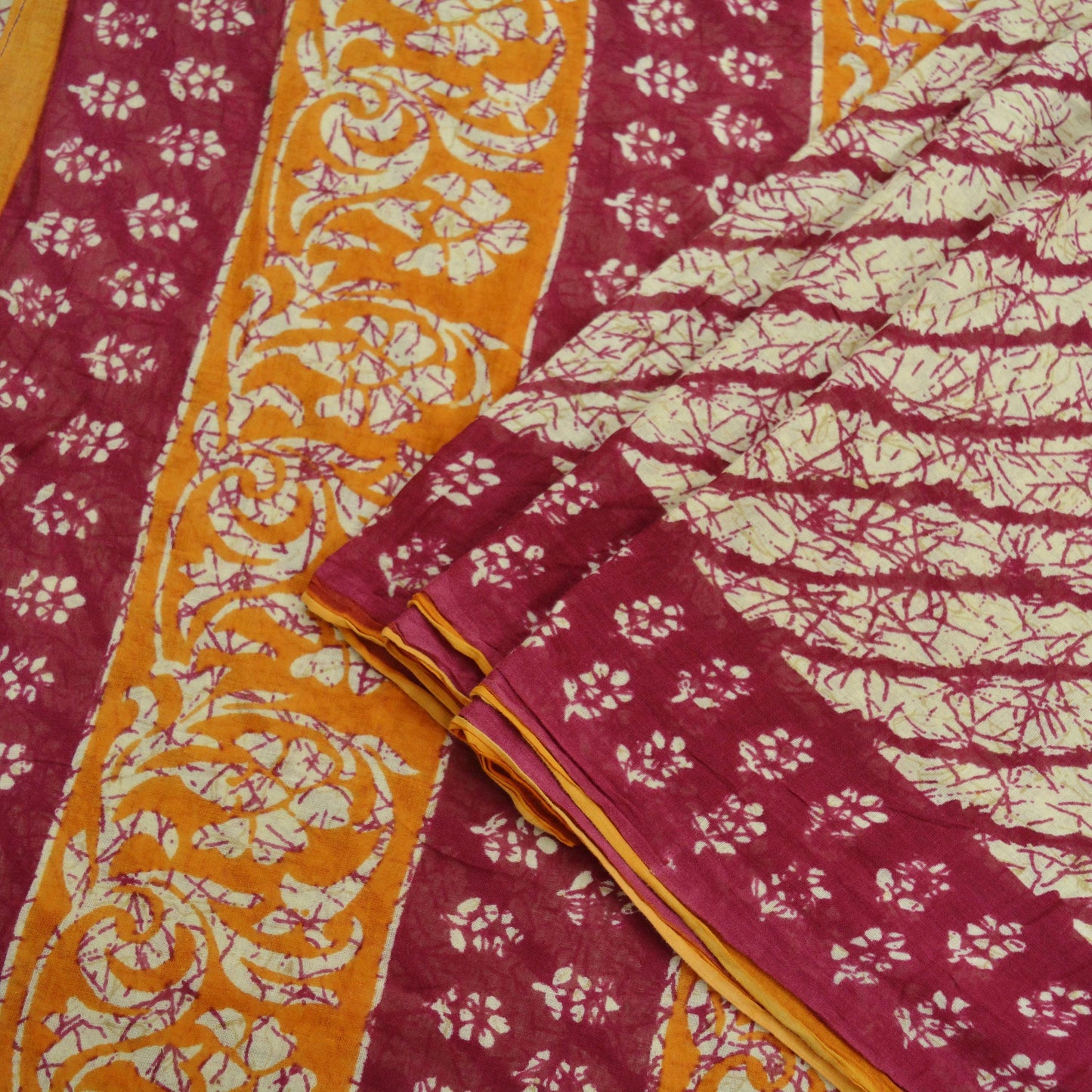 Indian Vintage Sari Pink & Beige Printed Saree 100% Pure Cotton 5Yd Craft Fabric Soft Sewing Sarong Wrap Floral Quilting Dress designing