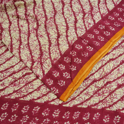 Indian Vintage Sari Pink & Beige Printed Saree 100% Pure Cotton 5Yd Craft Fabric Soft Sewing Sarong Wrap Floral Quilting Dress designing