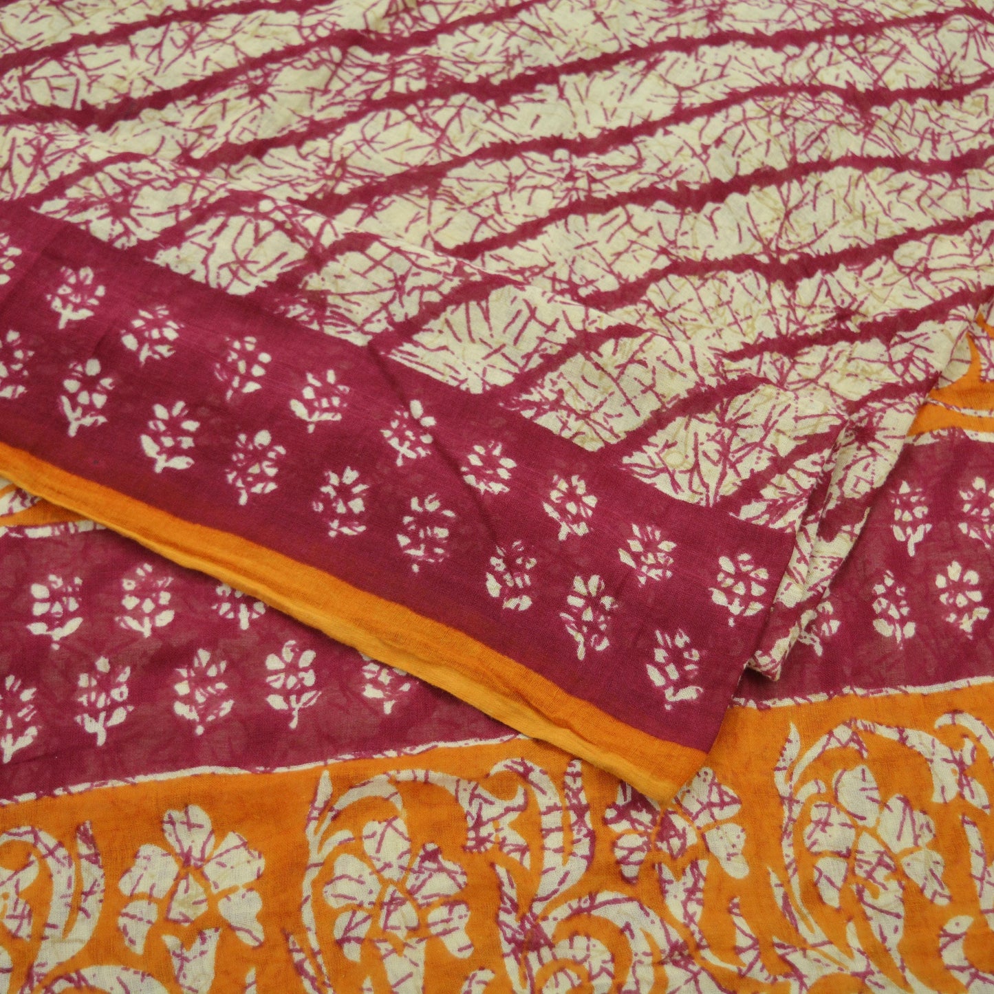 Indian Vintage Sari Pink & Beige Printed Saree 100% Pure Cotton 5Yd Craft Fabric Soft Sewing Sarong Wrap Floral Quilting Dress designing