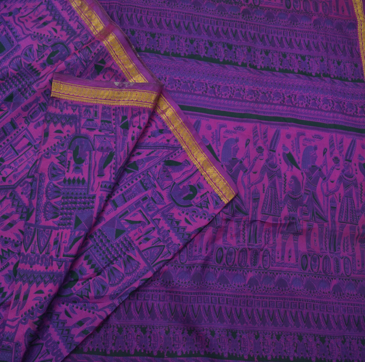 Indian Vintage Purple Saree Pure Silk Woven Printed Sari Craft Fabric 5yd Sewing Dress Making Zari Border Crafting Quilting Upcycle