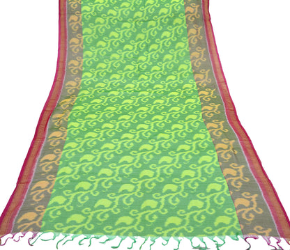 Indian Vintage Green & Purple Dupatta Long Stole Hand woven Sambalpuri Ikat Hijab Pure Silk Scarves Veil Fringes