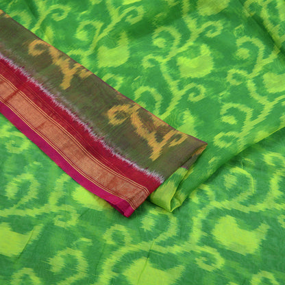 Indian Vintage Green & Purple Dupatta Long Stole Hand woven Sambalpuri Ikat Hijab Pure Silk Scarves Veil Fringes