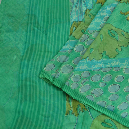 Indian Vintage Sari 100% Pure Georgette Silk Printed Sarees Craft Fabric Sewing 5yd Soft Abstract Wrap Boho Dress making Quilting Crafting