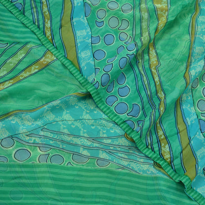 Indian Vintage Sari 100% Pure Georgette Silk Printed Sarees Craft Fabric Sewing 5yd Soft Abstract Wrap Boho Dress making Quilting Crafting