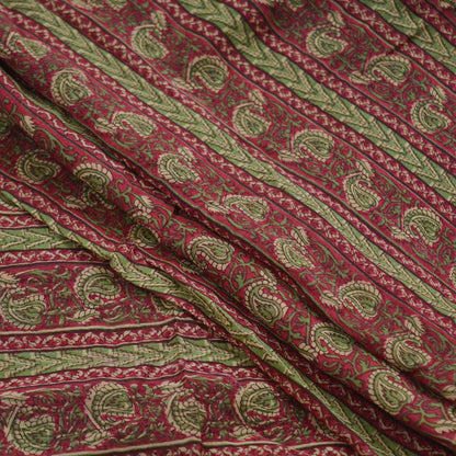 Indian Vintage Pink Dupatta Long Stole Block Print Pure Chanderi Silk Indian Scarves Veil Golden Zari Floral Design For her