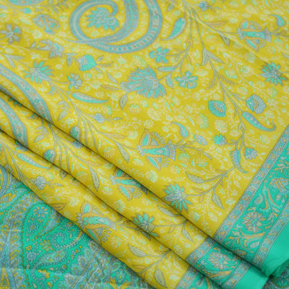 Indian Vintage Sari Pure Crepe Silk Printed Saree 5yd Sewing Floral Soft Craft Fabric Wrap Dress Making Crafting Quilting Upcycle Paisley