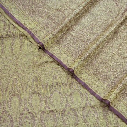 Indian Vintage Purple Heavy Wedding Sari Woven Brocade Banarasi Sarees Craft Fabric Zari 5Yd Dress Making Quilting Upcycle Crafting