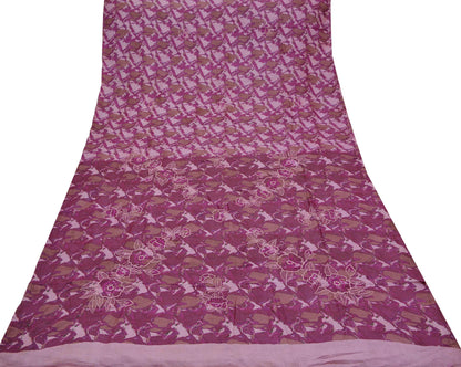 Indian Vintage Sarees Pink & Purple 100% Pure Silk Embroidered Printed Sari 5yd Sewing Craft Fabric Dress Making Soft Wrap Quilting Crafting