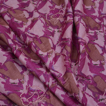 Indian Vintage Sarees Pink & Purple 100% Pure Silk Embroidered Printed Sari 5yd Sewing Craft Fabric Dress Making Soft Wrap Quilting Crafting