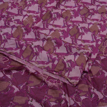 Indian Vintage Sarees Pink & Purple 100% Pure Silk Embroidered Printed Sari 5yd Sewing Craft Fabric Dress Making Soft Wrap Quilting Crafting