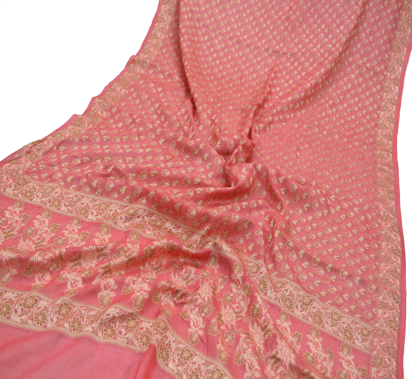 Indian Vintage Pink Dupatta Long Stole Pure Silk Hand Woven Indian Scarves Veil Scarf Wrap Floral