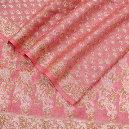 Indian Vintage Pink Dupatta Long Stole Pure Silk Hand Woven Indian Scarves Veil Scarf Wrap Floral