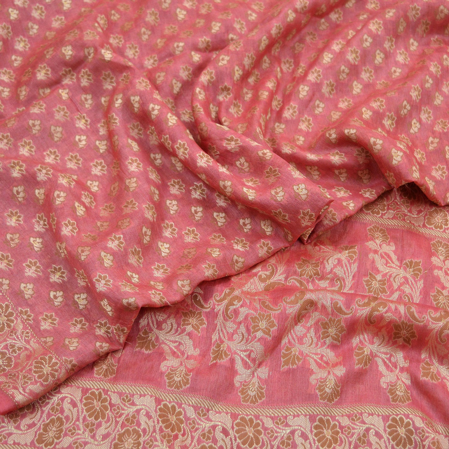 Indian Vintage Pink Dupatta Long Stole Pure Silk Hand Woven Indian Scarves Veil Scarf Wrap Floral