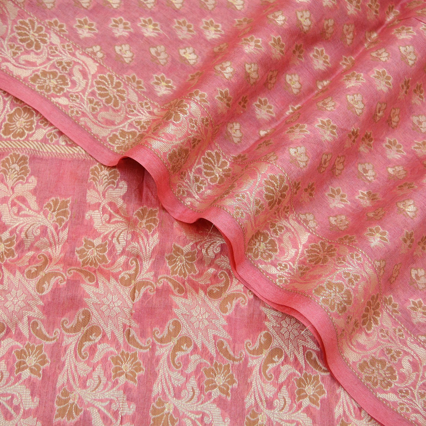 Indian Vintage Pink Dupatta Long Stole Pure Silk Hand Woven Indian Scarves Veil Scarf Wrap Floral