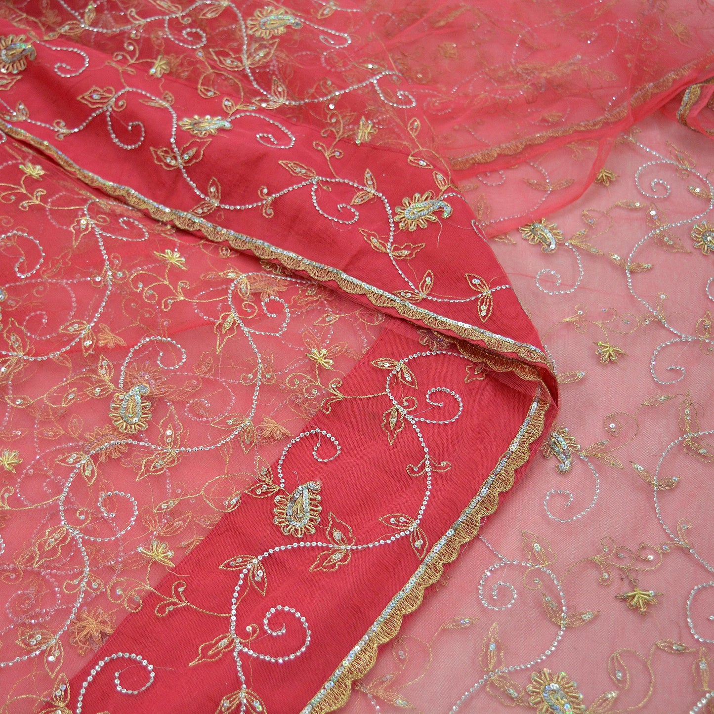 Indian Vintage Heavy Sari Pink Net/Mesh Hand Embroidered Sarees Craft Fabric 6Yd Sewing Soft Zardozi/Dabka Zari Sequins Wedding sarees