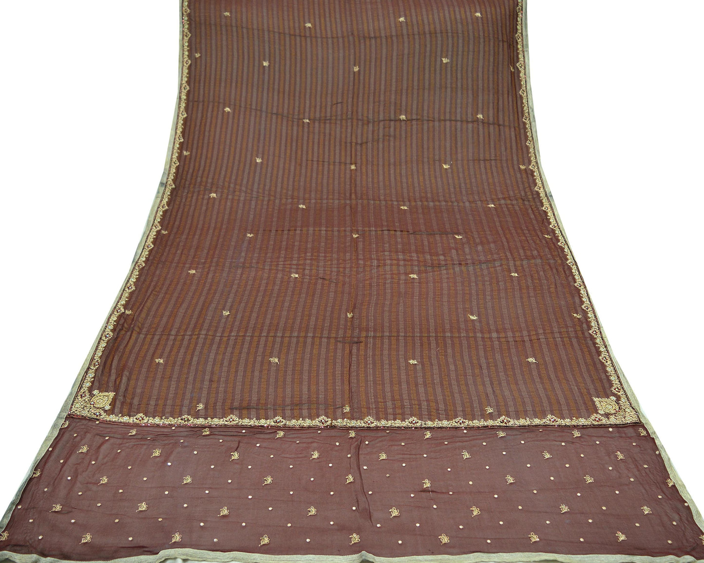 Indian Vintage Dupatta Maroon Pure Georgette silk Long Stole Hand Embroidered Scarves Stole Veil Wrap Sequins Zardozi