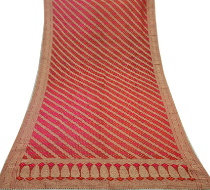 Women Indian Vintage Dupatta Red & Pink Long Stole Blend Georgette Woven Bandhani Veil Scarves soft Boho Wrap Bridal/ Wedding Hijab