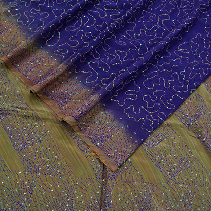 Indian Vintage Sari Purple Pure Crepe Silk Hand Embroidered Kantha Saree 5yd Craft Fabric Sewing Floral Soft Dress making Crafting