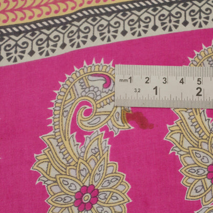 Indian Vintage Sari Ivory & Pink Printed Blend Cotton Saree Craft Fabric 5Yd Soft Sewing Sarong Wrap Boho Floral Dress making Crafting