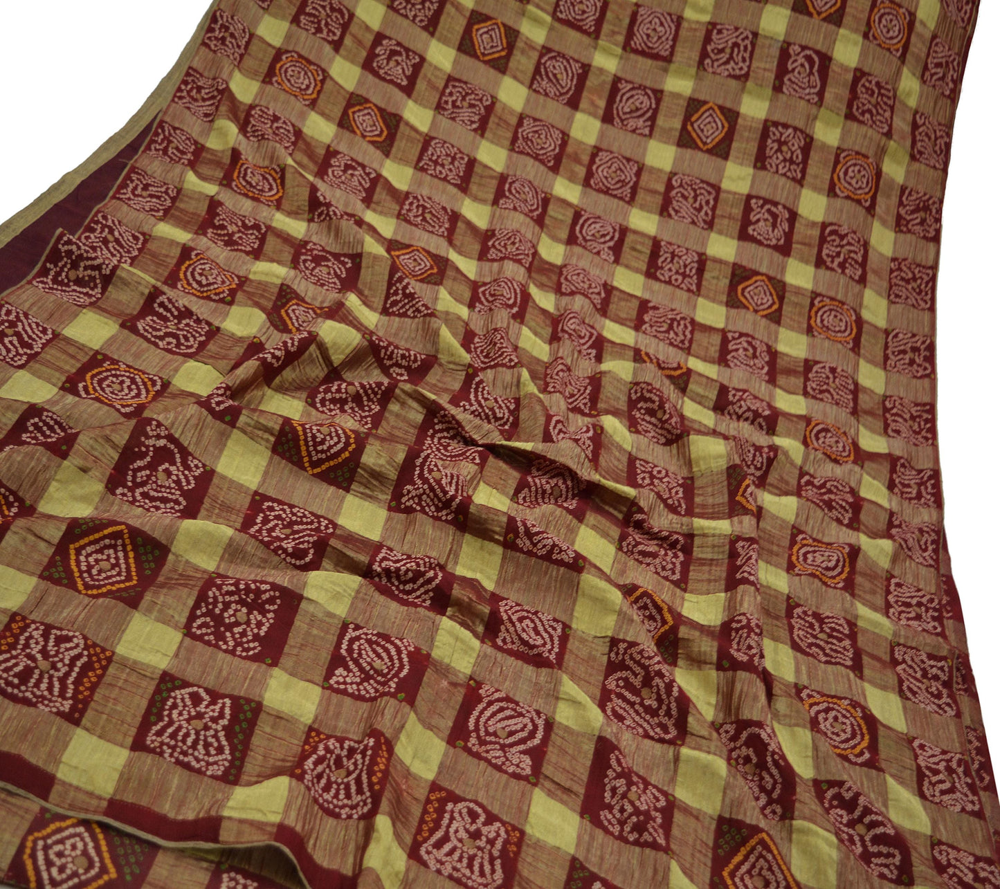 Indian Vintage Red Gharchola Pure Gajji Silk Bandhani Saree in Gharchola Pattern 5yd Soft Zari Ethnic Wedding/ bridal sarees