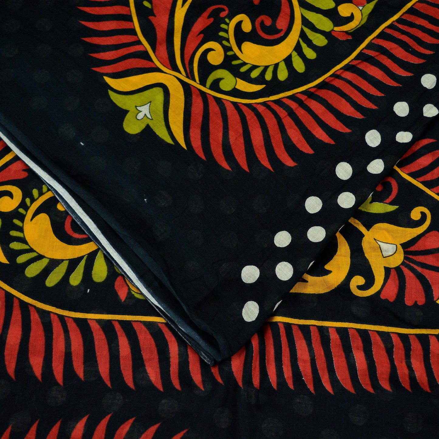 Indian Vintage Sari Black Printed 100% Pure Cotton Sarees Craft Fabric 5Yd Sewing Sarong Wrap Boho Floral Dress making Crafting Quilting