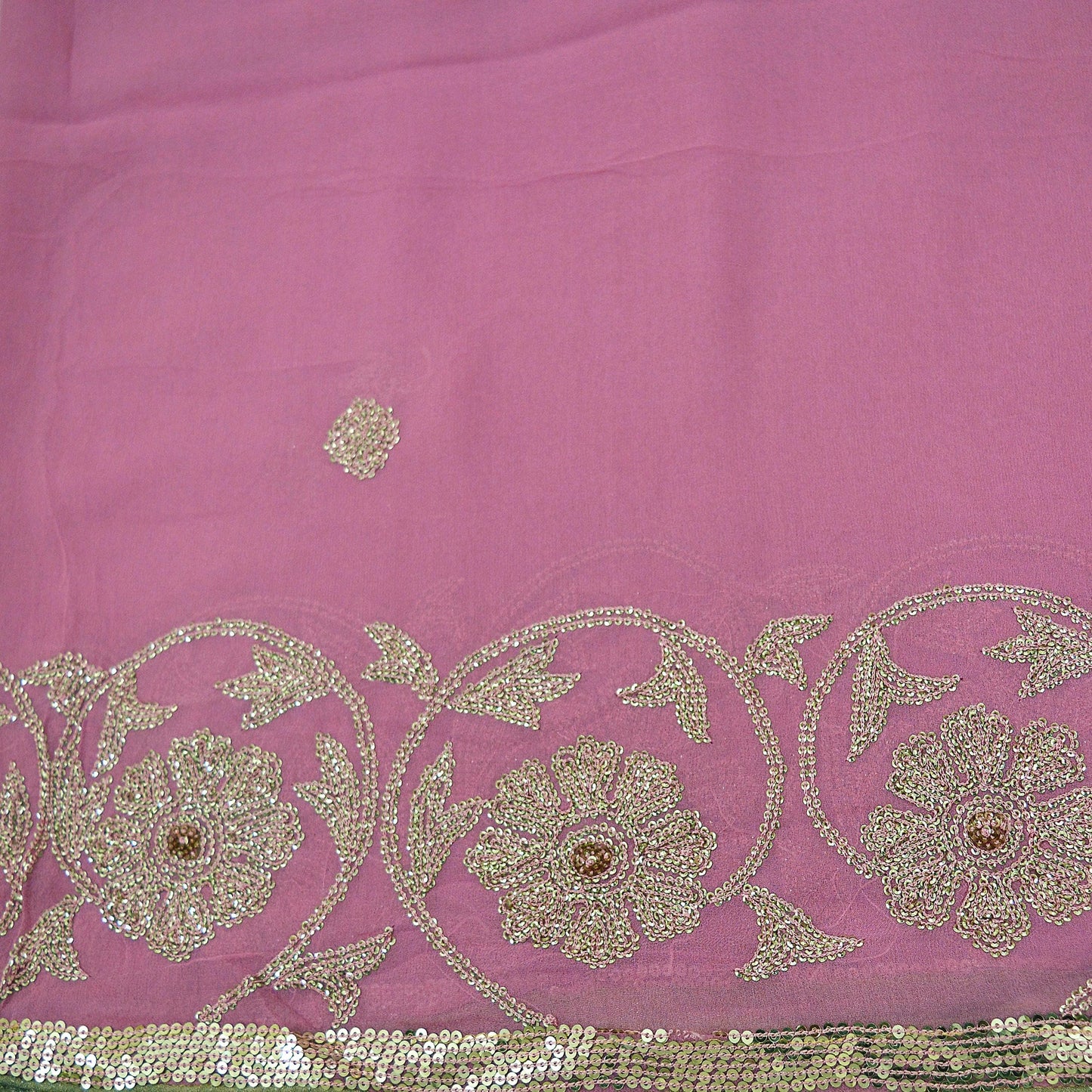 Vintage Pink Dupatta Long Stole Pure Georgette Silk Hand Embroidered Indian Scarves Veil Hijab Floral