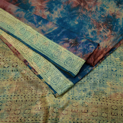 Indian Vintage Sari Multi Pure Silk Hand Woven Tie-Dye Sarees Craft Fabric 5Yd Sewing Ethnic Floral Dress making Crafting Quilting