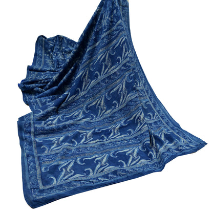 Indian Vintage Blue Saree Hand Block Printed/Painted 100% Pure Cotton Sari Soft Craft Fabric 5Yd Dress making Crafting Upcycle Quilting
