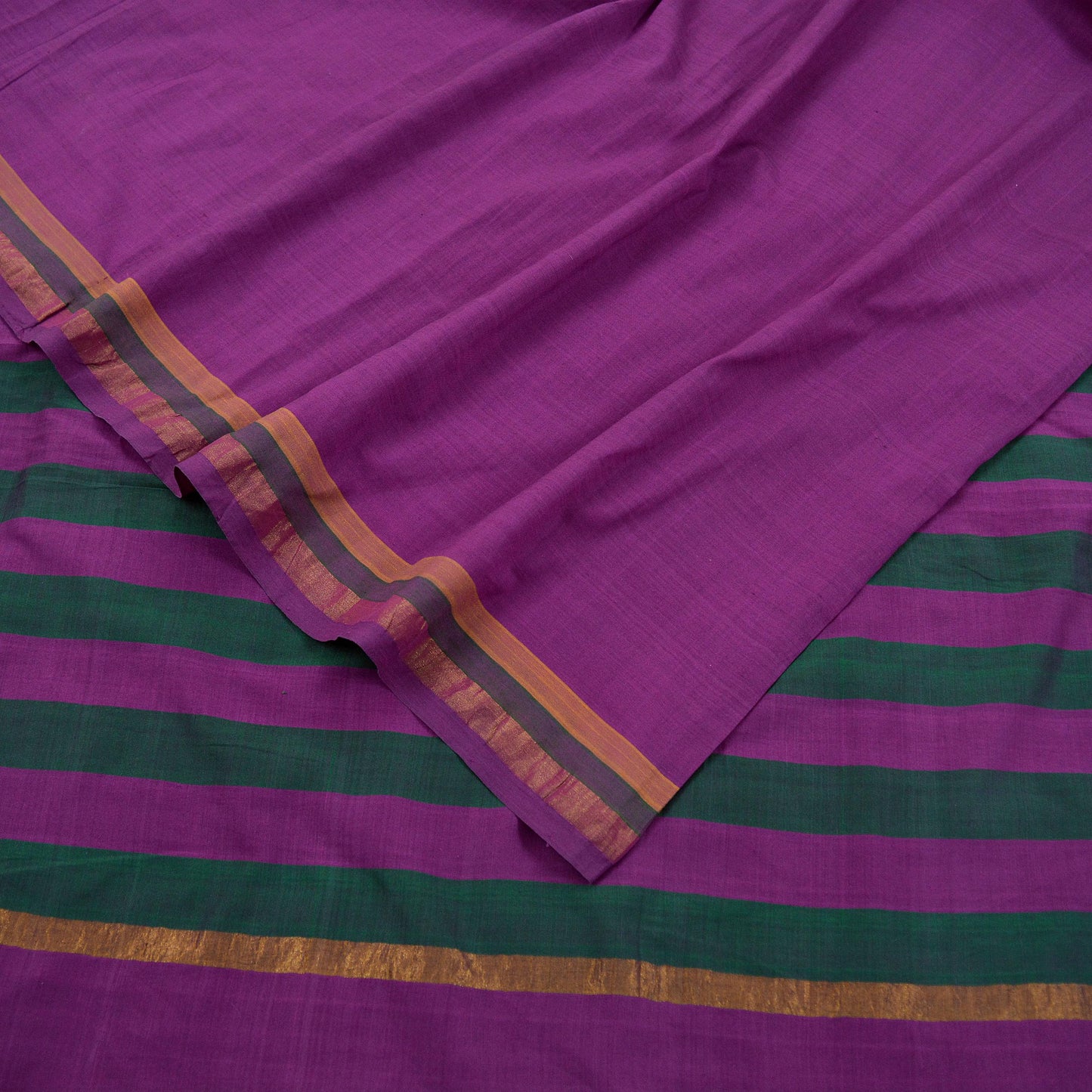 Vintage Sari Purple Pure Cotton Hand Woven Sarees Craft Fabric Zari 5Yd Sewing Soft Crafting Dress making Upcycle Quilting Zigzag