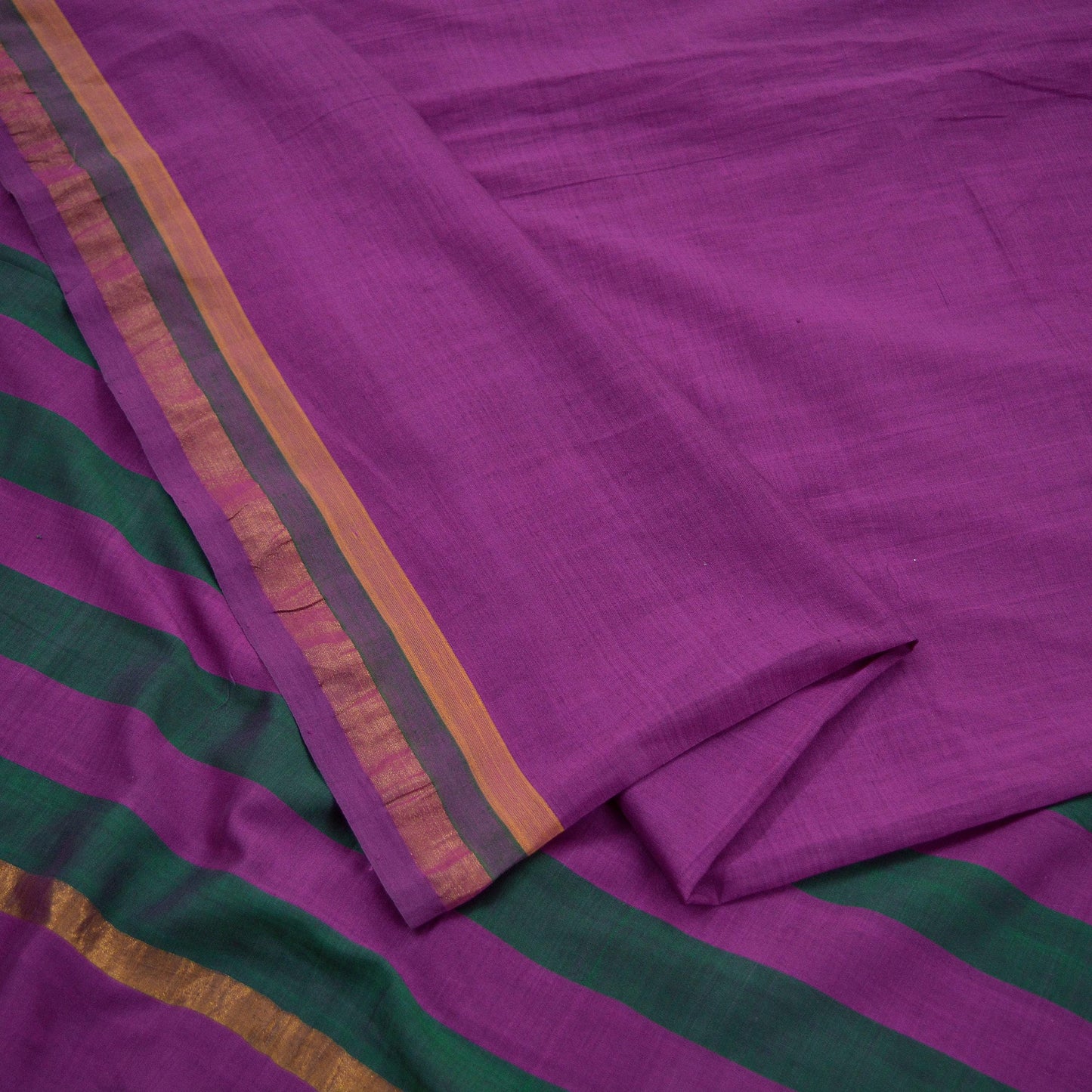 Vintage Sari Purple Pure Cotton Hand Woven Sarees Craft Fabric Zari 5Yd Sewing Soft Crafting Dress making Upcycle Quilting Zigzag