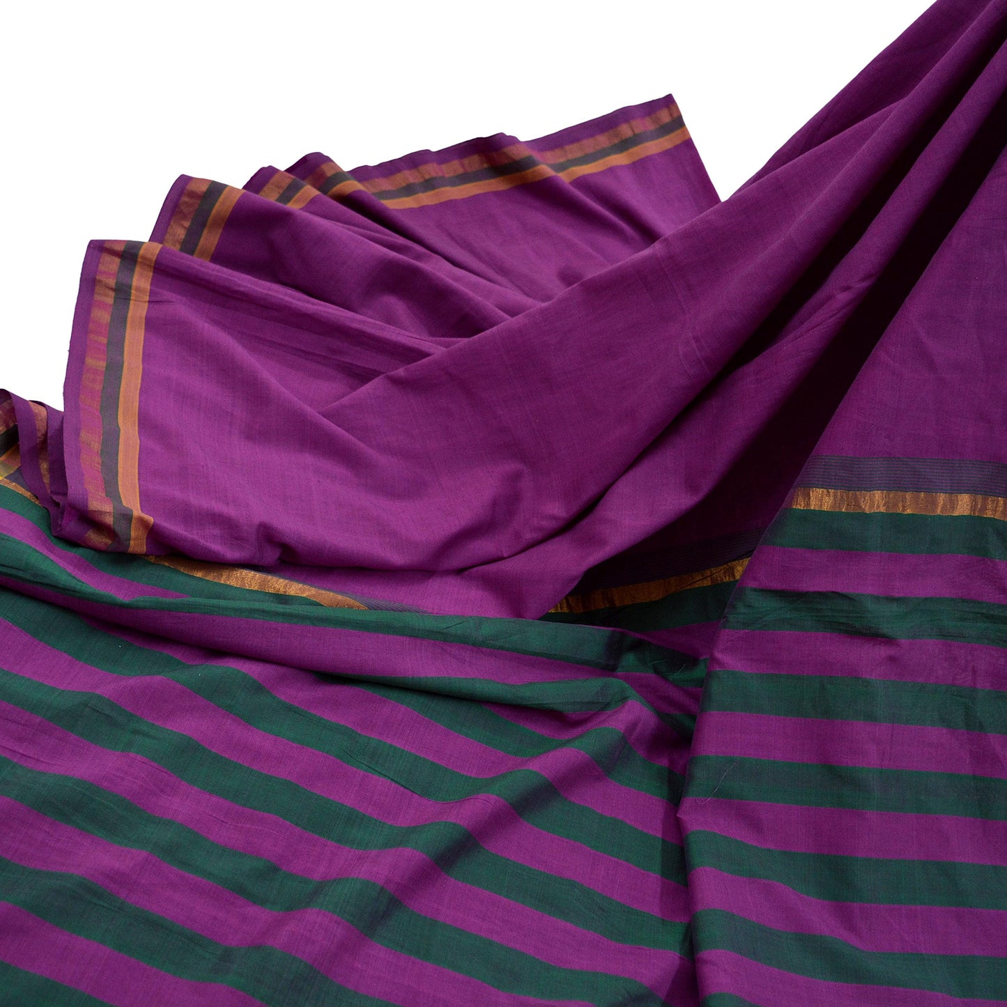 Vintage Sari Purple Pure Cotton Hand Woven Sarees Craft Fabric Zari 5Yd Sewing Soft Crafting Dress making Upcycle Quilting Zigzag
