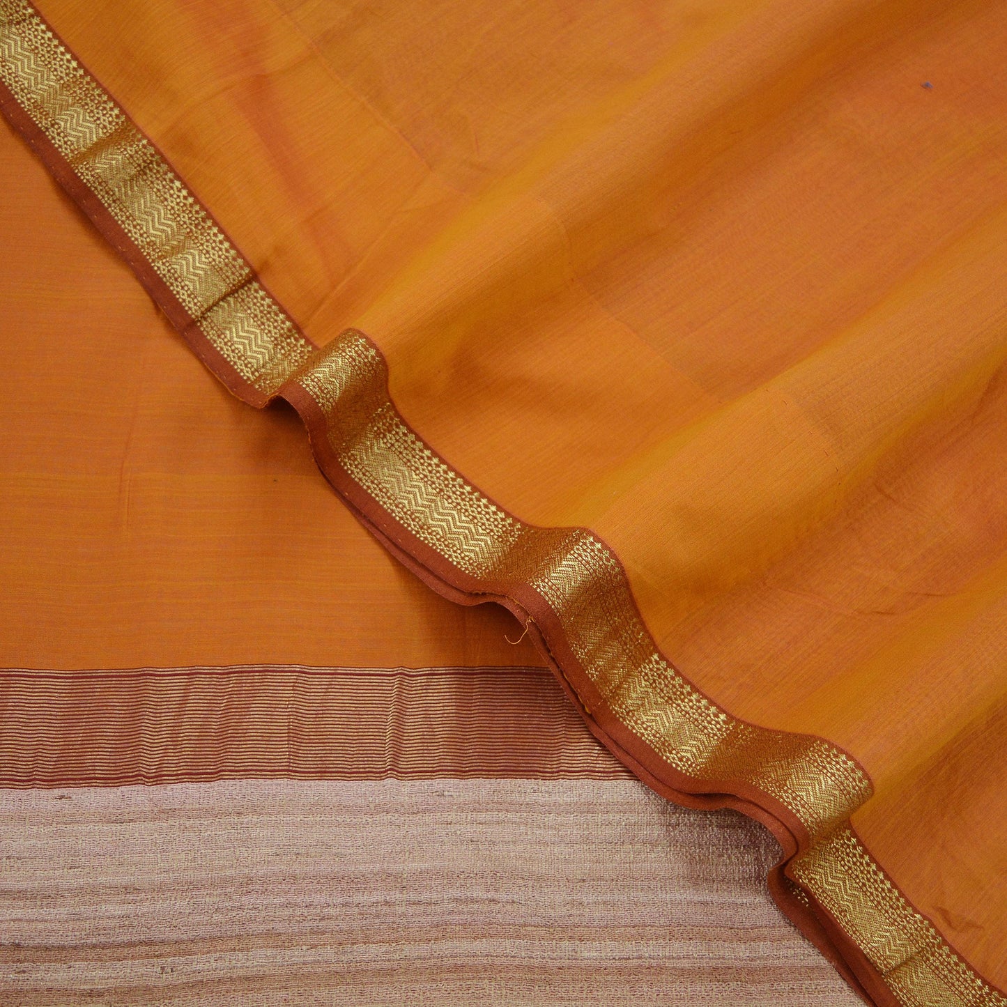 Indian Vintage Sari Saffron Pure chanderi Silk Woven Sarees Fabric 5Yd Soft Zari Border Stripes Dress making bollywood silk sarees