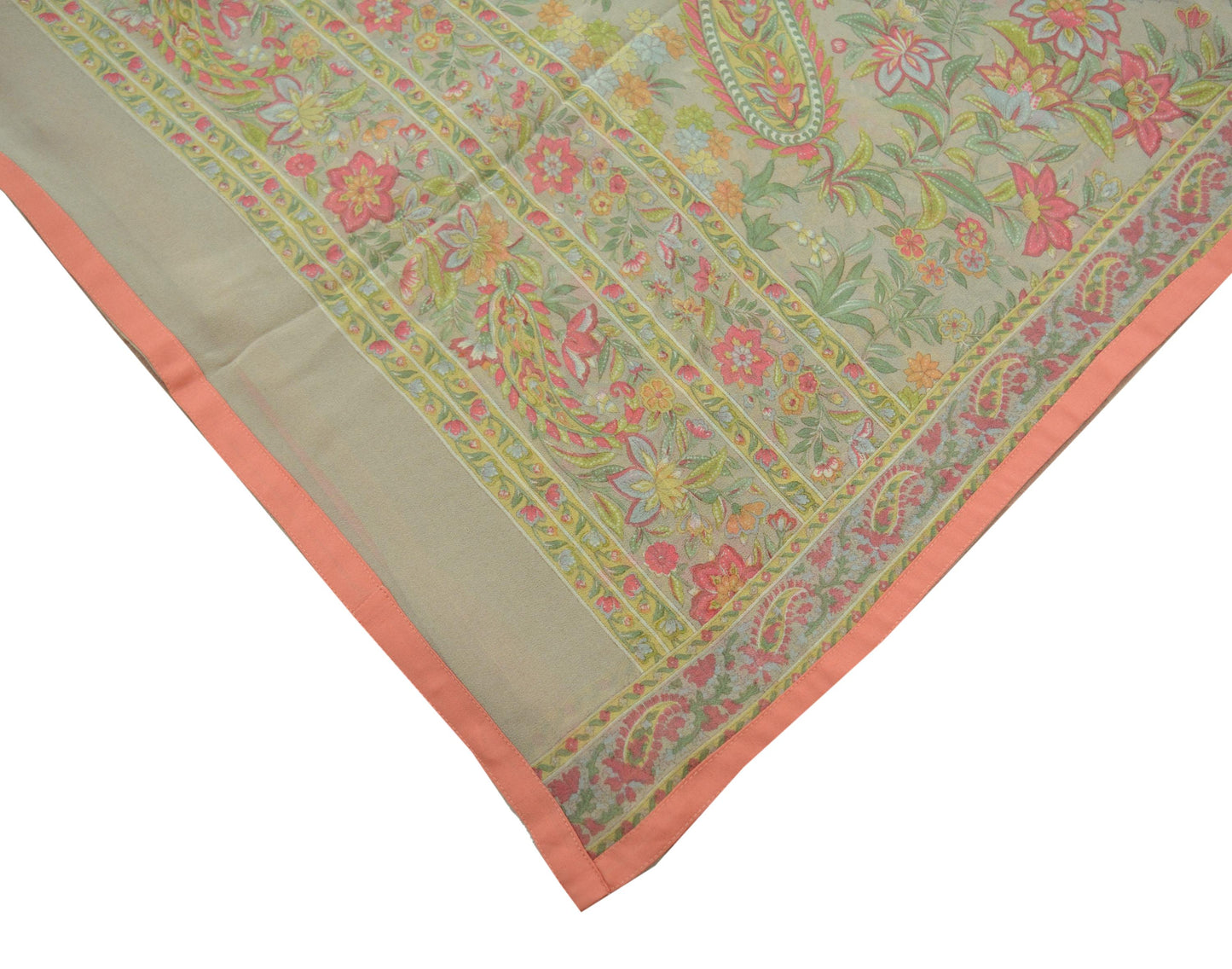 Indian Vintage Dupatta Light Brown Long Stole printed stole Pure Georgette Silk Scarves Veil Wrap Soft