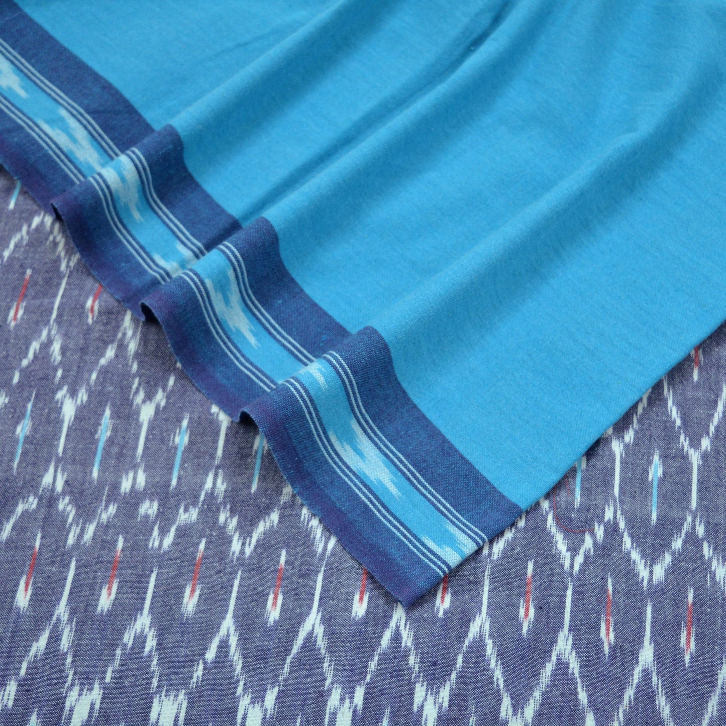 Indian Vintage Dupatta Blue Long Stole Hand woven Sambalpuri Ikat Hijab Pure Cotton Scarves Veil