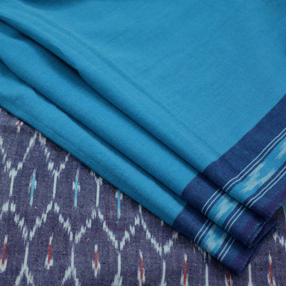 Indian Vintage Dupatta Blue Long Stole Hand woven Sambalpuri Ikat Hijab Pure Cotton Scarves Veil