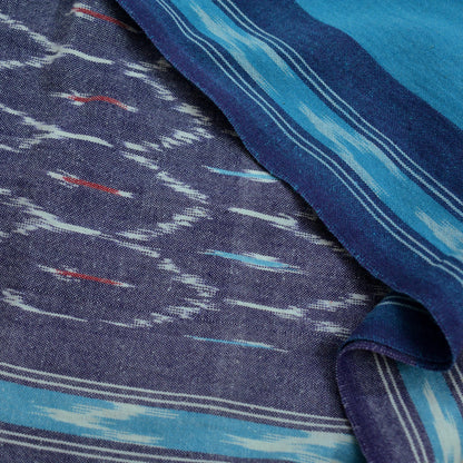 Indian Vintage Dupatta Blue Long Stole Hand woven Sambalpuri Ikat Hijab Pure Cotton Scarves Veil