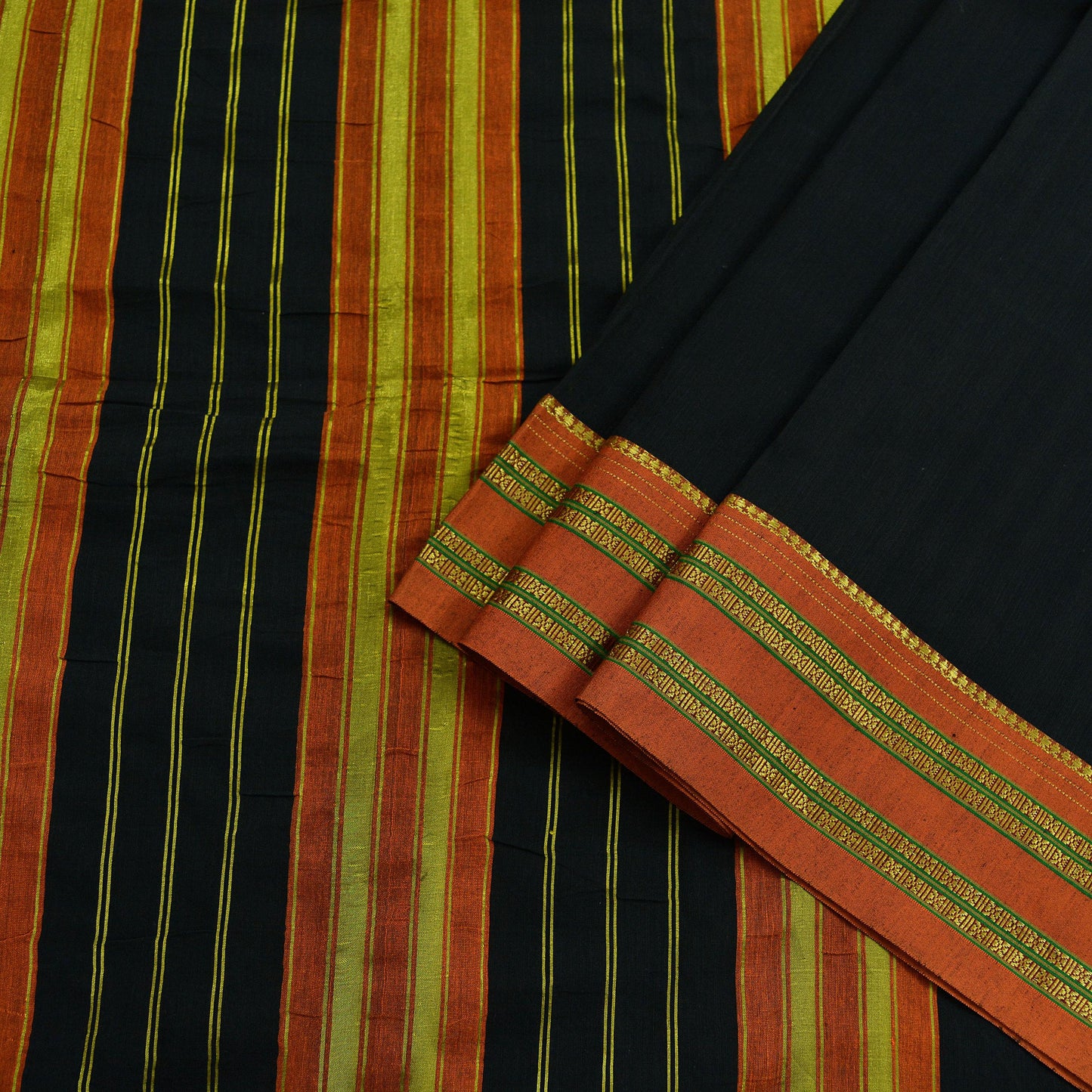 Indian Vintage Sari Black Pure Cotton Hand Woven Sarees 6yd Craft Fabric Ethnic Soft Sewing Zari Dress making Quitting Crafting Upcycle