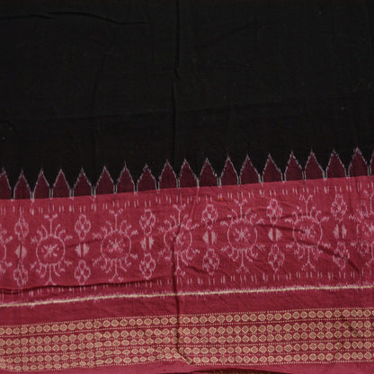 Indian Vintage Dupatta Black & Pink Long Stole Hand woven Sambalpuri Ikat Hijab Pure Cotton Indian Scarves Veil