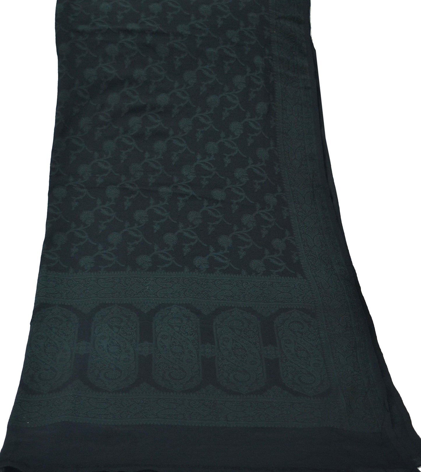 Indian Vintage Black Dupatta Long Stole Pure Silk Hand Woven Scarves Veil Scarf Wrap Paisley Party wear